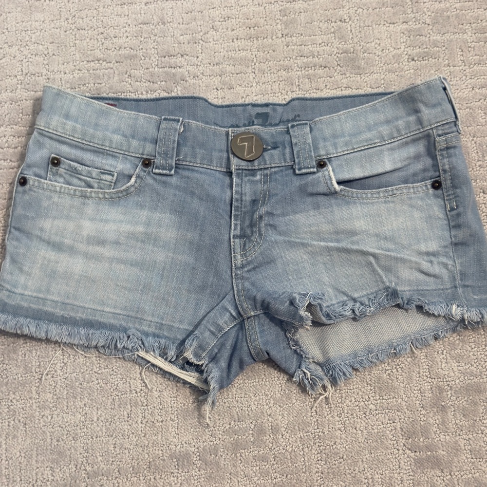 7 For All Mankind Light Blue Denim Cutoff Shorts